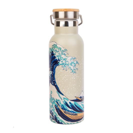 BOUTEILLE MÉTALLIQUE CON ASA HOKUSAI LA GRANDE VAGUE DE KANAGAWA