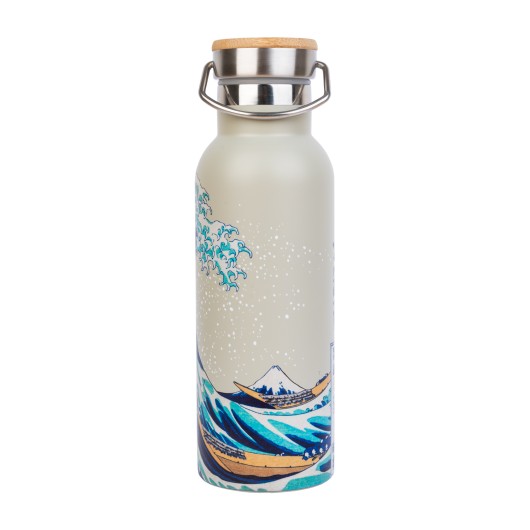 BOUTEILLE MÉTALLIQUE CON ASA HOKUSAI LA GRANDE VAGUE DE KANAGAWA