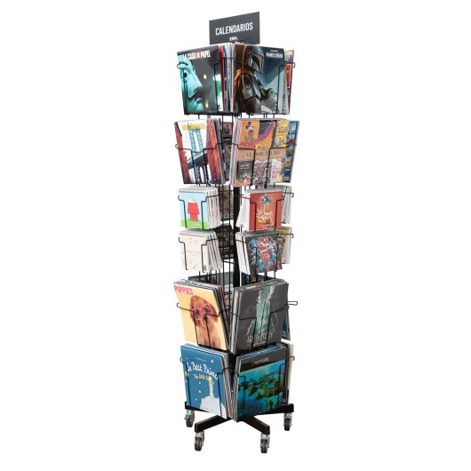 PRÉSENTOIR ROTATIF 4 FACES CALENDRIERS C-24  NOIR 16C+8SB (SANS MARCHANDISE)