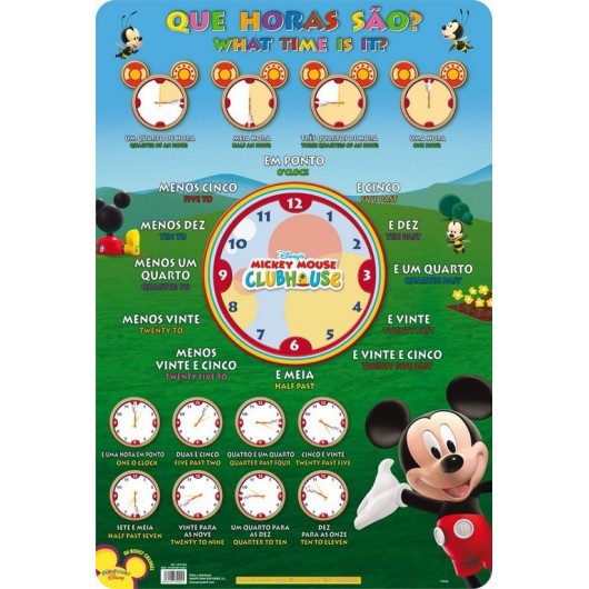 LAMINA DIDACTICA PORTUGUES QUE HORAS SAO? MICKEY CLUB HOUSE