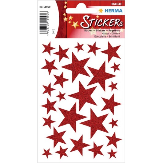 PEGATINAS MAGIC ESTRELLAS ROJAS GLITTER