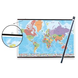 PACK COLGADOR CON POSTER MAPA MUNDO FISICO POLITICO