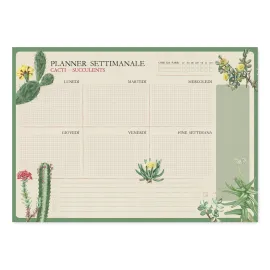 BLOC PLANIFICADOR SEMANAL A3 BOTANICAL CACTI ITALIANO KOKONOTE
