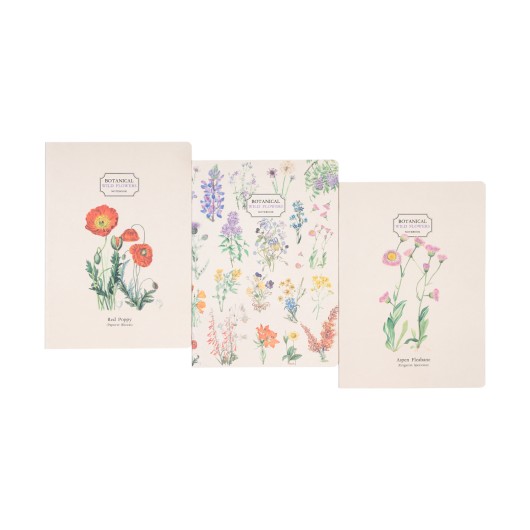 PACK 3 CUADERNOS A5 BOTANICAL WILD FLOWERS KOKONOTE