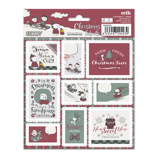 ETIQUETAS ADHESIVAS NAVIDAD SNOOPY