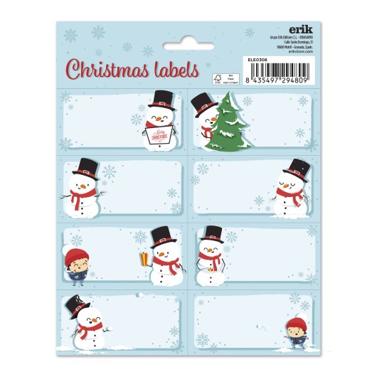 ETIQUETAS ADHESIVAS NAVIDAD SNOWMAN