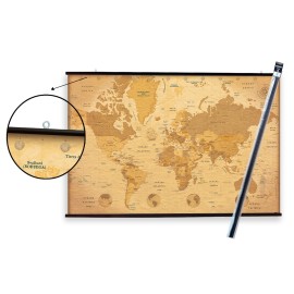 PACK COLGADOR CON POSTER MAPA MUNDO VINTAGE
