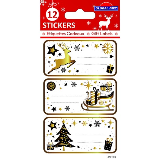 ETICHETTE NATALE DECORAZIONE NERO E ORO