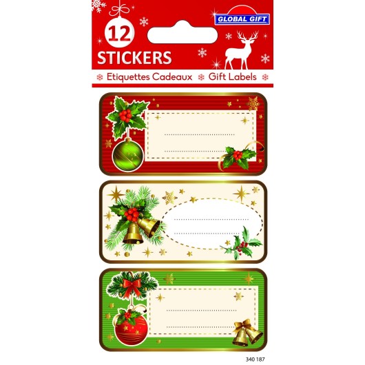 ETICHETTE NATALE DECORAZIONE ROSSO E VERDE