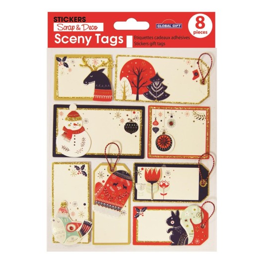 ADESIVI SCENY TAG NATALE DECO GLITTER
