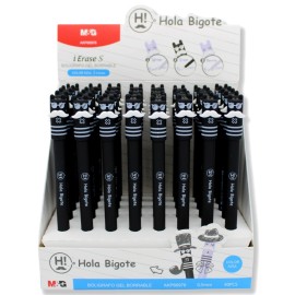 DISPLAY PENNA A GEL CANCELLABILE HOLA BIGOTE NERO 0.5MM COLOR BLU