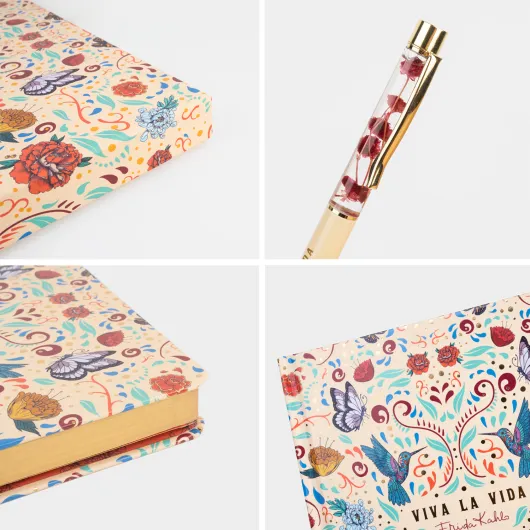 SET QUADERNO PREMIUM A5 CON PENNA FRIDA KAHLO VIVA LA VIDA