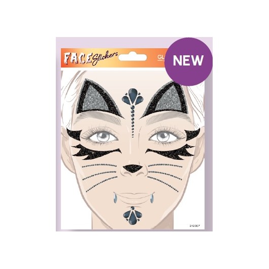 MASCARA DE PEGATINAS HALLOWEEN GATO
