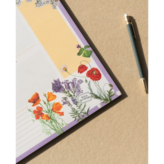 BLOC PLANNER SETTIMANALE A3 BOTANICAL WILD FLOWERS TEDESCO KOKONOTE