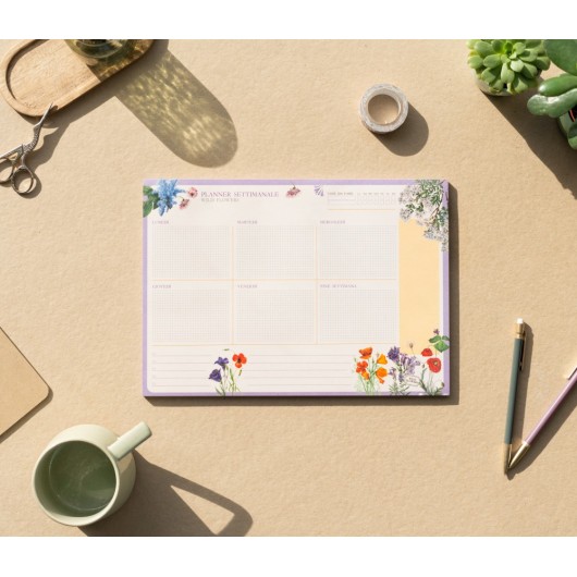 BLOC PLANNER SETTIMANALE A4 BOTANICAL WILD FLOWERS ITALIANO KOKONOTE
