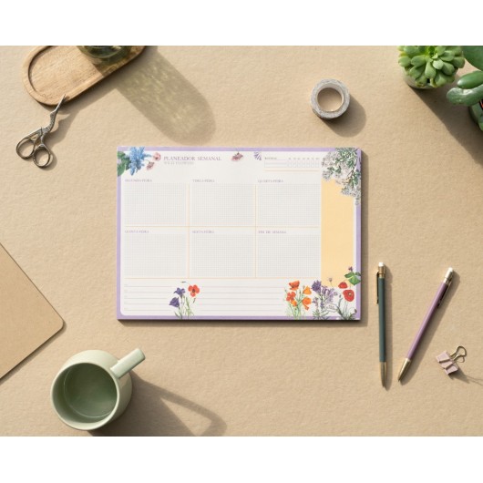BLOC PLANNER SETTIMANALE A4 BOTANICAL WILD FLOWERS PORTOGHESE KOKONOTE