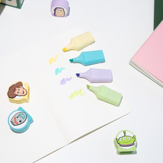SET DI 4 EVIDENZIATORI CON TOPPER DISNEY PIXAR TOY STORY