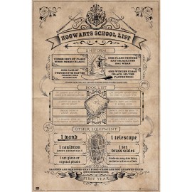 POSTER HARRY POTTER HOGWARTS SCHOOL LIST