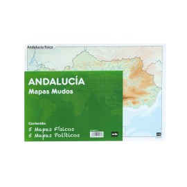 PACK 10 MAPAS MUDOS ES ANDALUCIA POLITICA FISICA