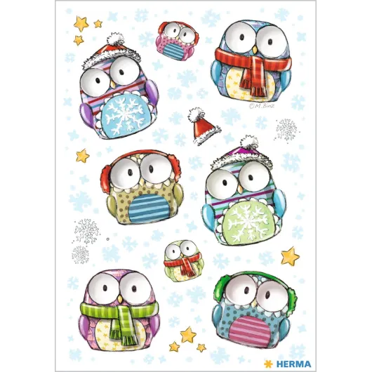 PEGATINAS MAGIC BUHOS NAVIDAD