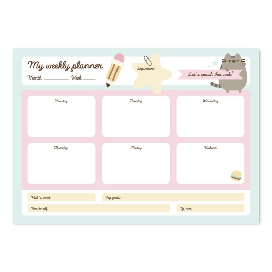BLOC PLANIFICADOR SEMANAL A4 PUSHEEN FOODIE COLLECTION