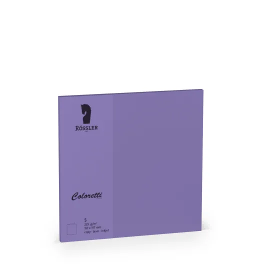 TARJETA DOBLE 157X157 COLORETTI 5 UNIDADES LILA