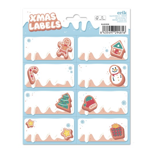 ETIQUETAS ADHESIVAS NAVIDAD GINGER CHRISTMAS