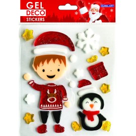 AUTOCOLANTES DE GEL DECO NATAL CRIANÇA E PINGUIM