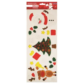 AUTOCOLANTES DE GEL MAXI DECO NATAL RENA E PAI NATAL