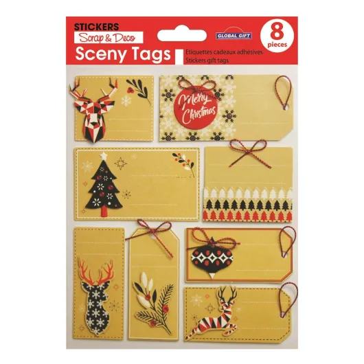 AUTOCOLANTES SCENY TAG NATAL ESTILO ESCANDINAVO KRAFT