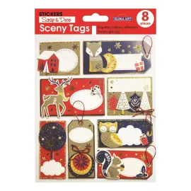 AUTOCOLANTES SCENY TAG NATAL DECO ANIMAIS DE PURPURINA