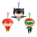 KIT DE 3 ENFEITES DE NATAL DC COMICS BATMAN, FLASH E GREEN LANTERN