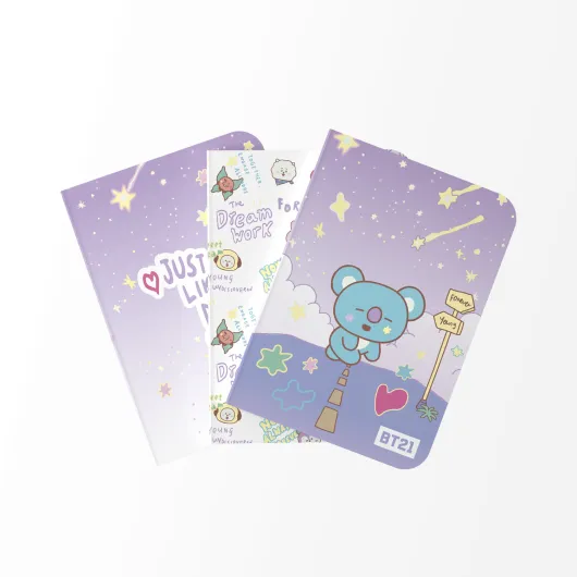 PACK 3 CADERNOS A6 BT21 THE JOURNEY KOYA