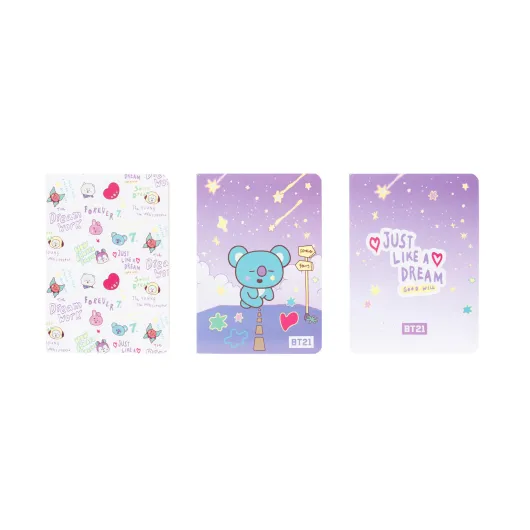 PACK 3 CADERNOS A6 BT21 THE JOURNEY KOYA