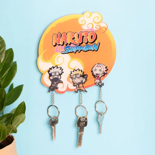 PORTA-CHAVES DE PAREDE COM PORTA CHAVES NARUTO SHIPPUDEN
