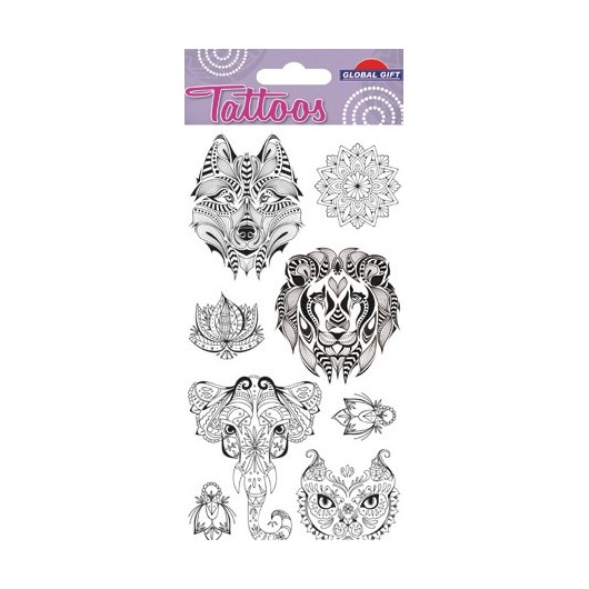 TATUAGENS TEMPORÁRIAS ANIMAIS MANDALA