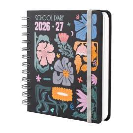 AGENDA ESCOLAR 2026/2027 DIA POR PÁGINA M 11 MESES FLORAL CUBES