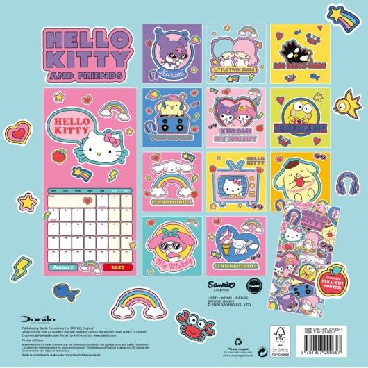 CALENDÁRIO 2027 30X30 HELLO KITTY E OS SEUS AMIGOS