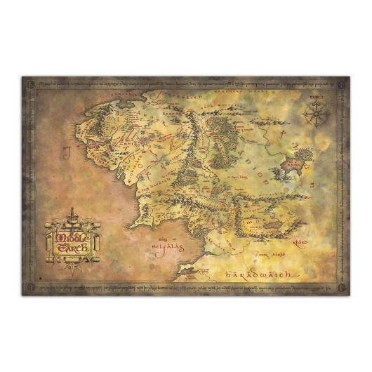 POSTER O SENHOR DOS ANÉIS MAPA DA TERRA MEDIA