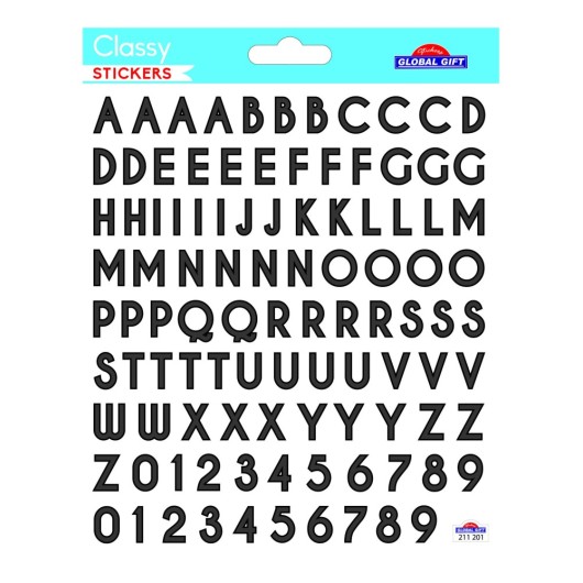 AUTOCOLANTES CLASSY LETRAS E NÚMEROS PRETO