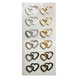 AUTOCOLANTES TOPPER SCRAP & DECO CORAÇÕES OURO E PRATA RELEVO 2