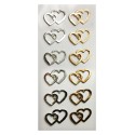 AUTOCOLANTES TOPPER SCRAP & DECO CORAÇÕES OURO E PRATA RELEVO