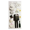 AUTOCOLANTES SCENY SCRAP & DECO CASAMENTO ELE RELEVO