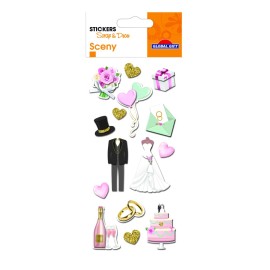 AUTOCOLANTES SCENY SCRAP & DECO CASAMENTO RELEVO