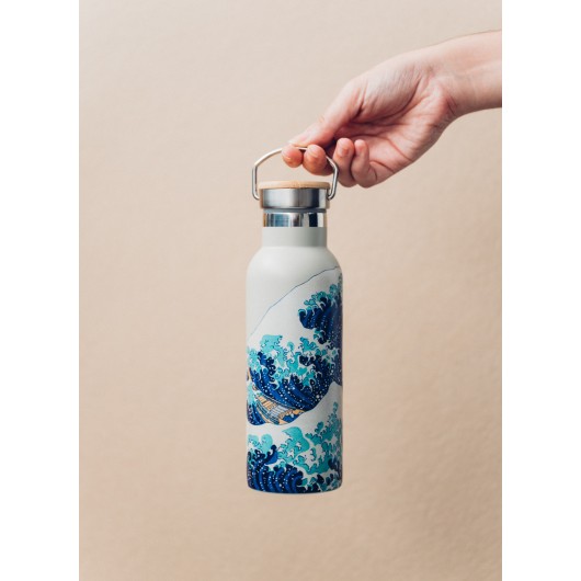 GARRADA METÁLICA COM PEGA A GRANDE ONDA DE KANAGAWA HOKUSAI