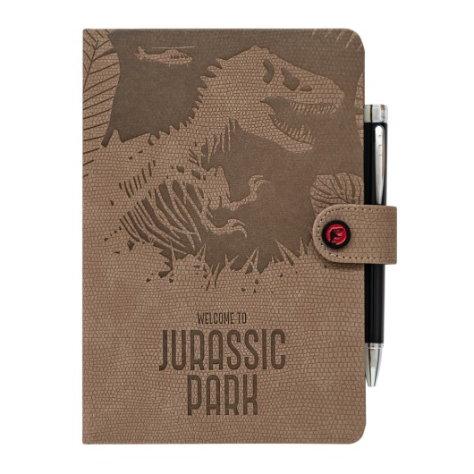 CADERNO PREMIUM A5 COM ESFEROGRÁFICA PROJECTORA JURASSIC PARK