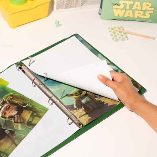 PASTA DE ARQUIVO 4 ARGOLAS POLIPROPILENO STAR WARS THE MANDALORIAN AND GROGU